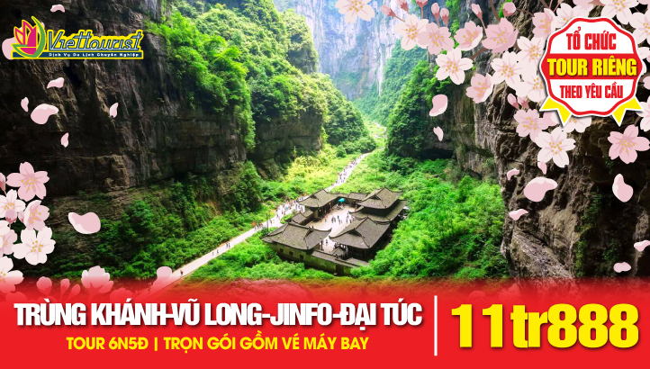 Du Lịch Trùng Khánh - Di sản Vũ Long - Tiên Nữ Sơn - Núi Jinfo KIM PHẬT SƠN - Vip tour Di sản Thế Giới Đại Túc Thạch Khắc - tour Trung Quốc 6N5Đ