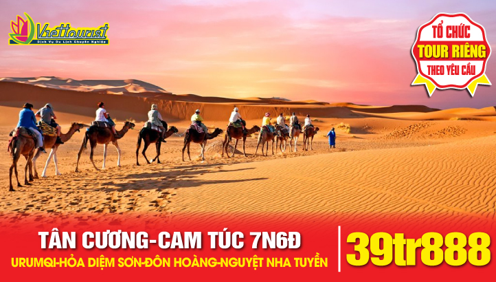 Tour du lịch Con Đường Tơ Lụa - TÂN CƯƠNG - CAM TÚC 7N6Đ |  Urumqi - Hỏa Diệm Sơn - Thành Cổ Giao Hà - Đôn Hoàng - Hang Mạc Cao - Gia Dụ Quan - Minh Sa Sơn - Nguyệt Nha Tuyền - Địa Mạo Đan Hà - Tây An